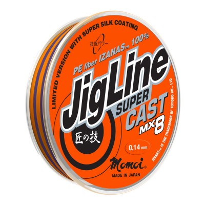 Шнур Momoi JigLine Super Cast 100м 0,21мм 18кг оранж/черн